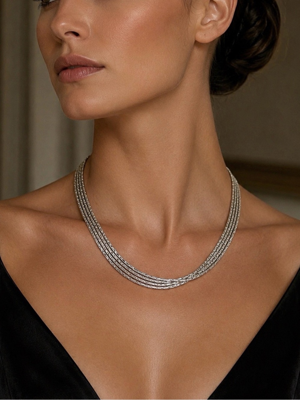 Premier Design Elegant Silver4 Chains Necklace